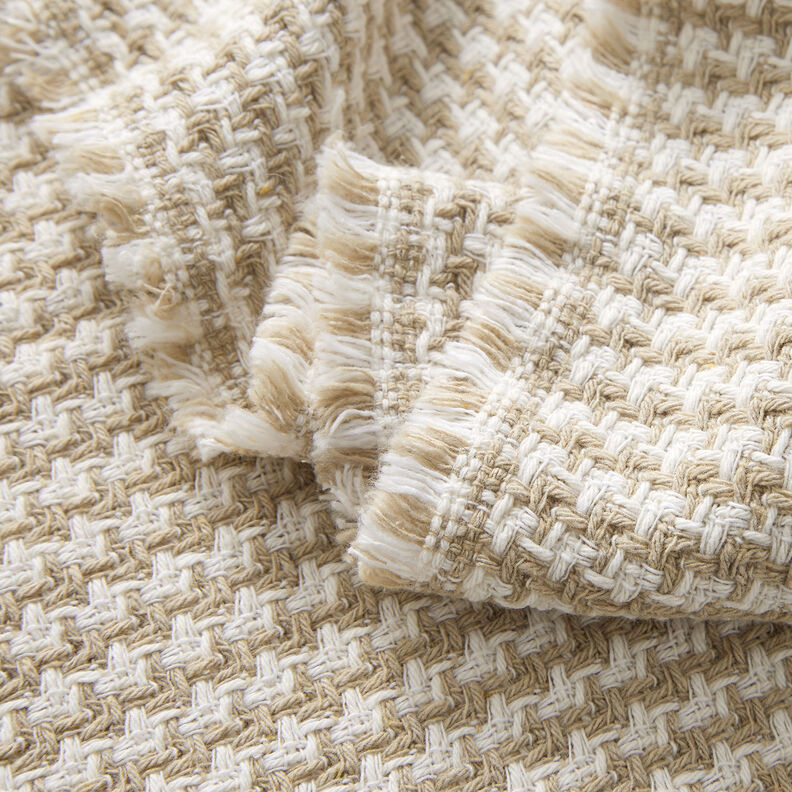 Tessuto grezzo per cappotto pied de poule – beige/bianco,  image number 3