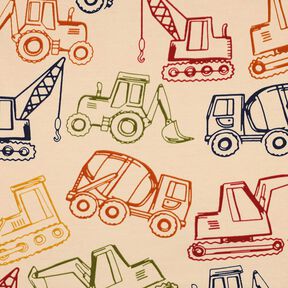 French terry, felpa estiva Veicoli da cantiere | Poppy Fabrics – beige/blu marino, 
