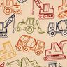French terry, felpa estiva Veicoli da cantiere | Poppy Fabrics – beige/blu marino,  thumbnail number 1