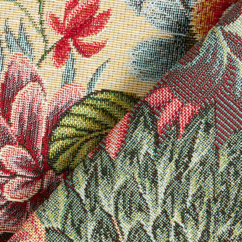 tessuto arredo gobelin Grandi fiori – beige chiaro/rosso,  image number 4