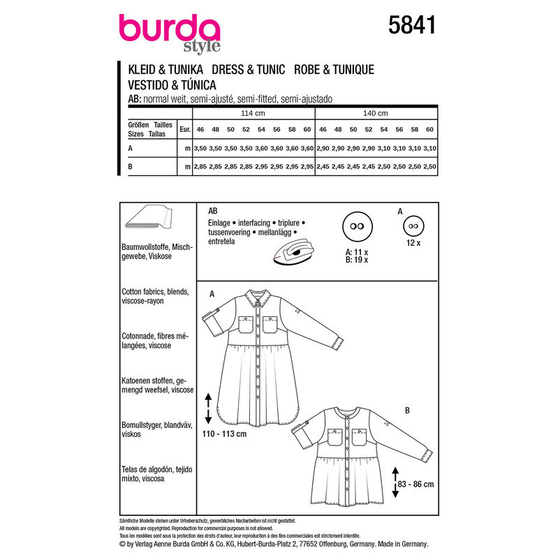 Plus-Size Vestito / Tunika | Burda 5841 | 46-60,  image number 9