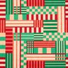 tessuto arredo mezzo panama Forme moderne – verde ginepro/rosso scuro,  thumbnail number 1