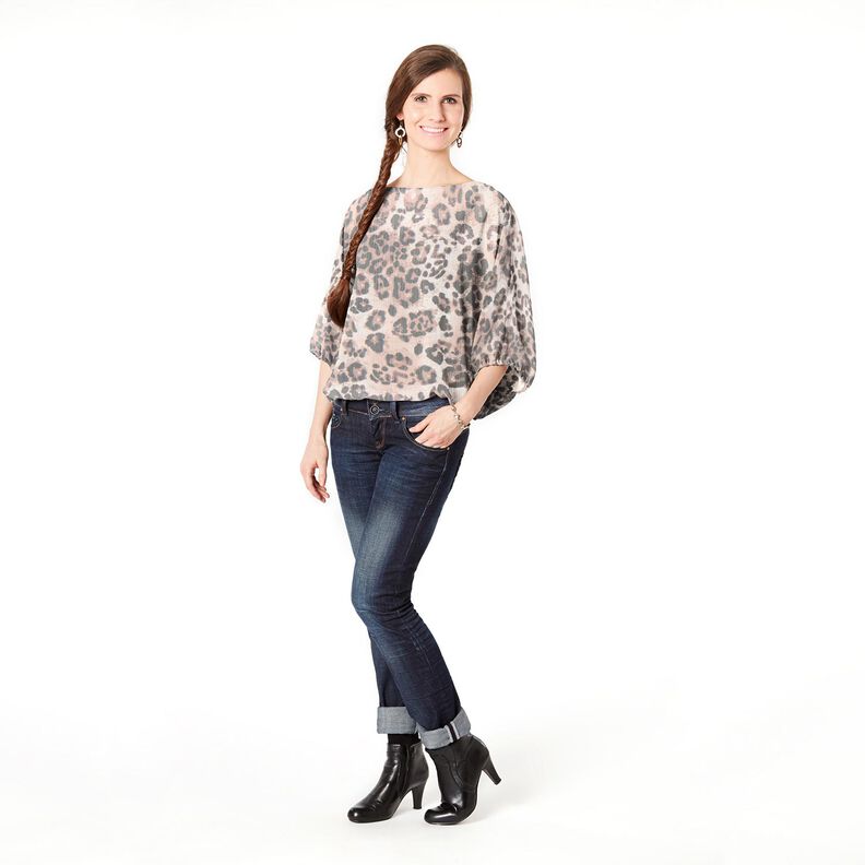 Chiffon con stampa leopardata e righe lurex – beige/nero, image number 5