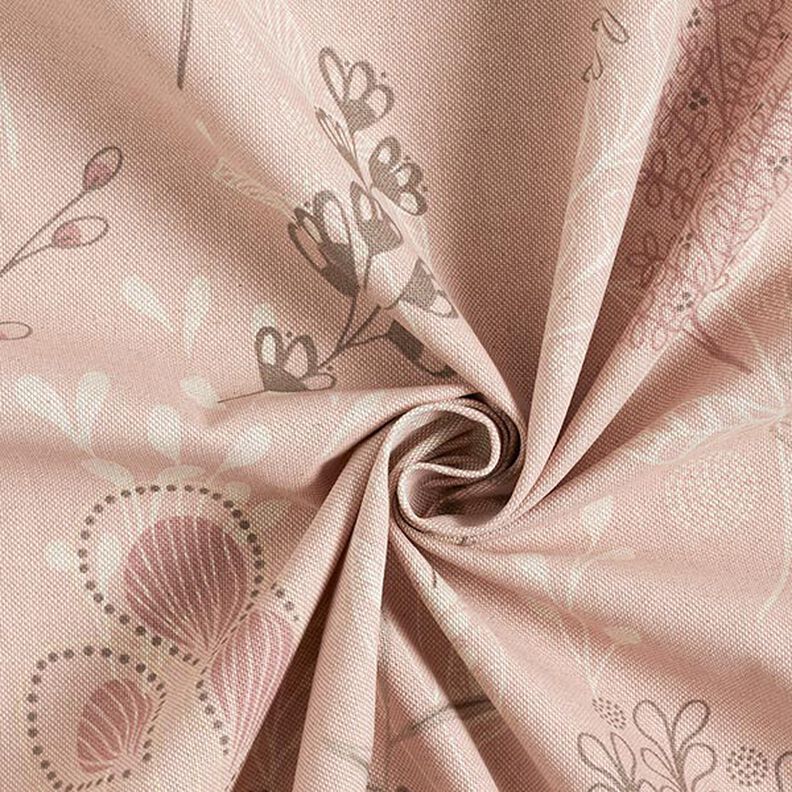 tessuto arredo mezzo panama Morbidi ramoscelli – rosa antico chiaro/naturale,  image number 3