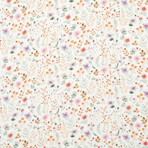 mussolina / tessuto doppio increspato Prato fiorito multicolore stampa digitale – bianco lana,  image number 1
