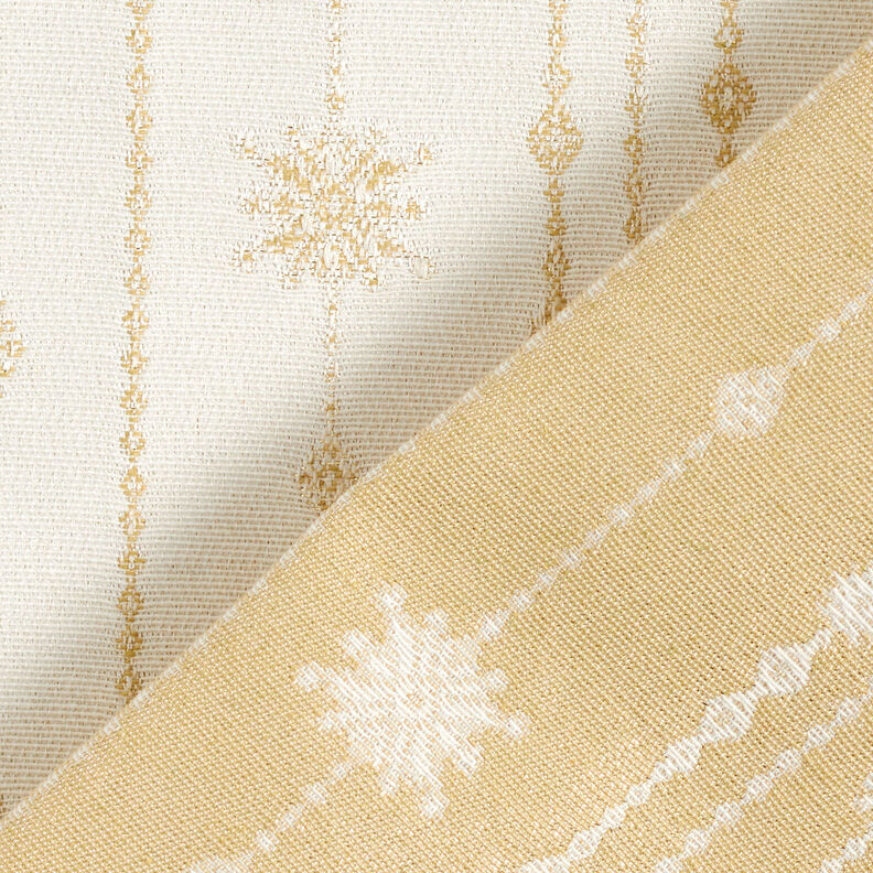 tessuto arredo Jacquard lurex Ghirlanda di fiocchi di neve – beige chiaro/oro, image number 4
