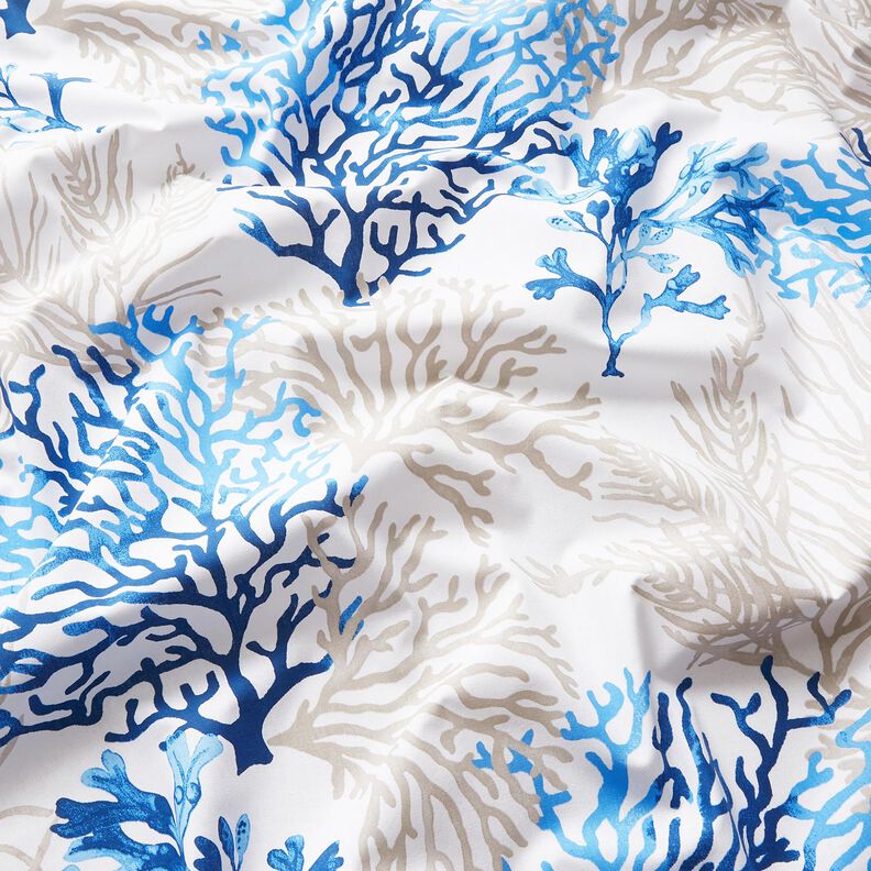 tessuto in cotone cretonne Grandi coralli – bianco/blu,  image number 2