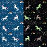 tessuto arredo unicorni danzanti Glow in the Dark – blu oceano/rosa,  thumbnail number 1