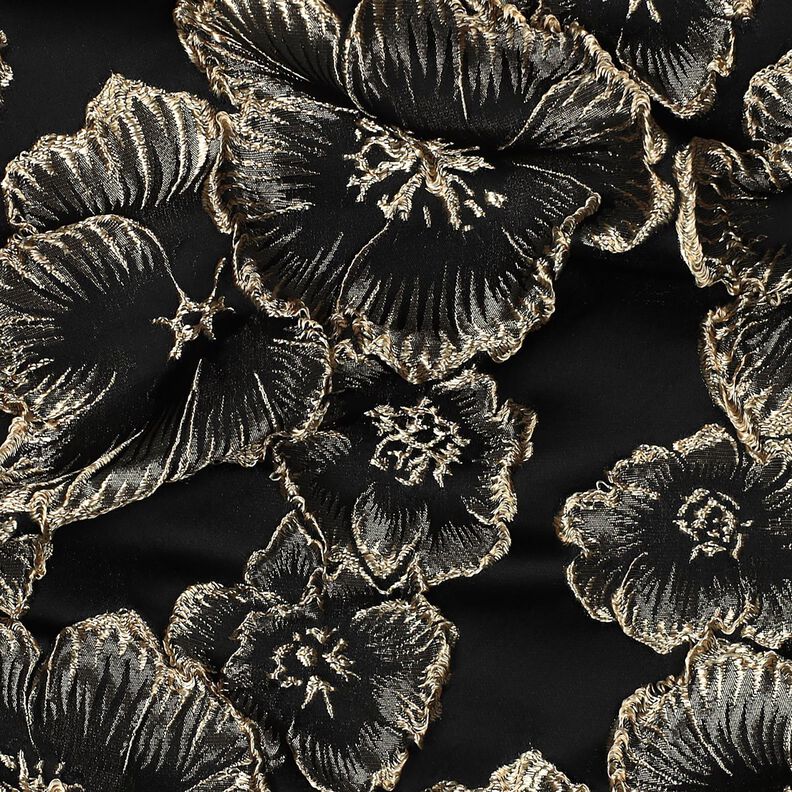 Jacquard Fiori con effetto 3D – nero/mandorla,  image number 2
