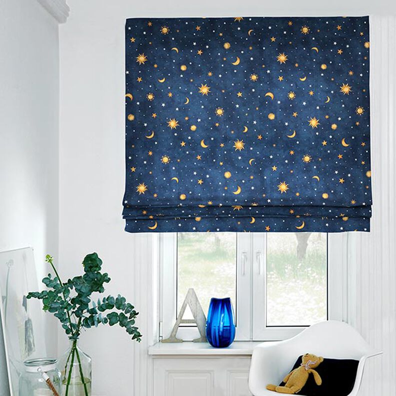 tessuto arredo cielo notturno Glow in the Dark – oro/blu marino,  image number 8