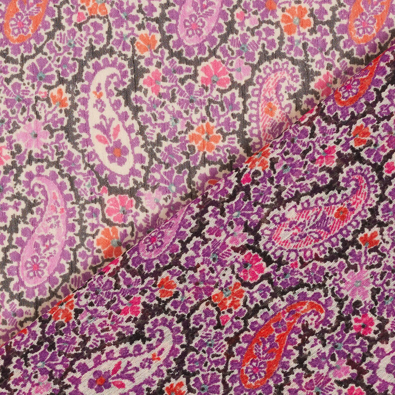 Chiffon increspato, paisley – lillà rosso,  image number 4