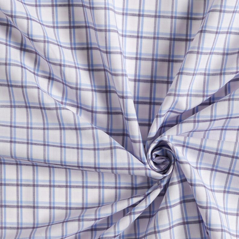 Tessuto per camicia a quadri sfalsati – bianco/azzurro,  image number 3