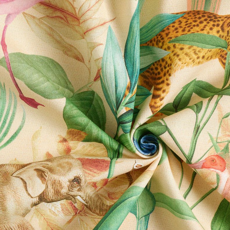 tessuto arredo mezzo panama animali della giungla – beige/verde,  image number 3