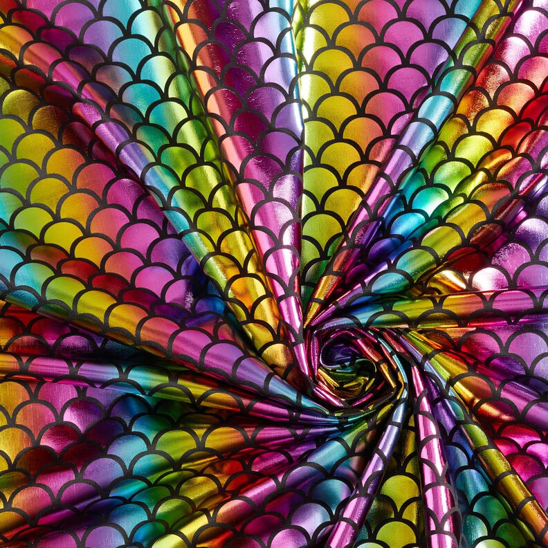 jersey laminato Arcobaleno di scaglie di sirena – nero/mix di colori,  image number 3