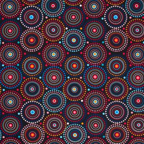 tessuto per costumi da bagno mandala – nero-azzurro/rosso fuoco, 