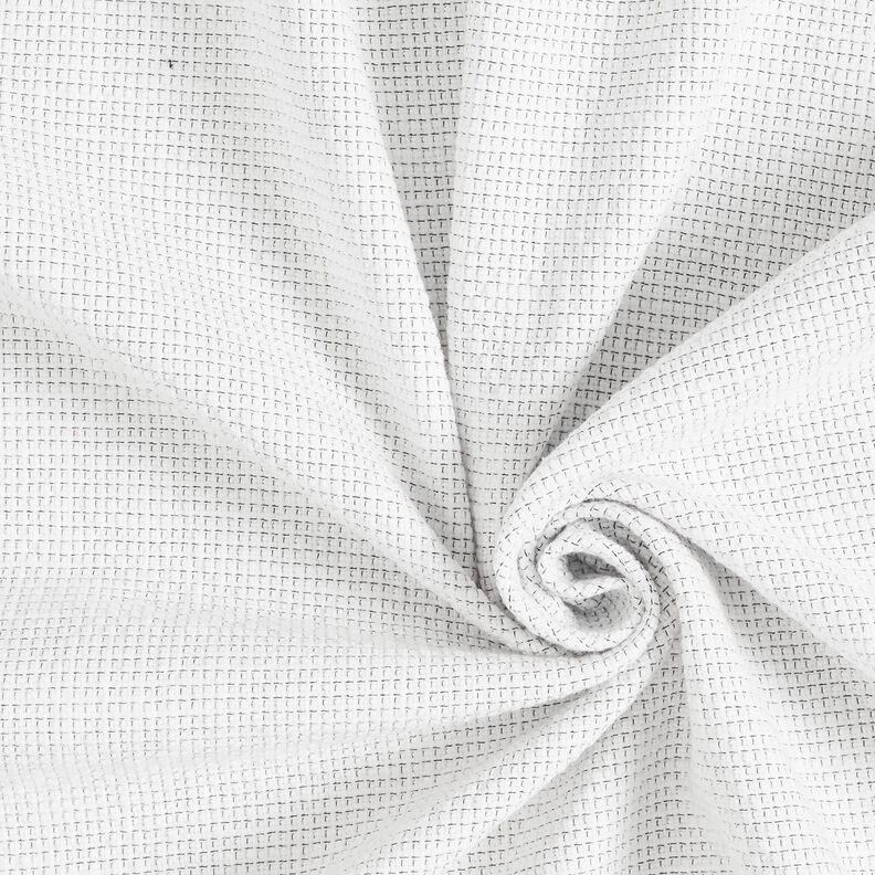 Tessuto in cotone bouclé a quadrotti – bianco,  image number 1
