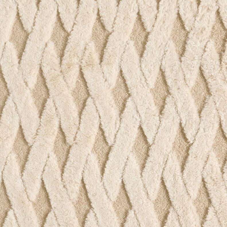 ecopelliccia tessuto bouclé losanghe – sabbia/naturale, image number 1