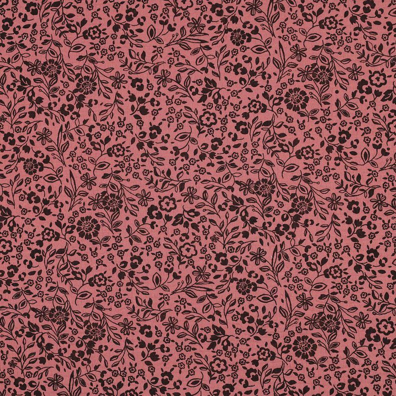 mussolina / tessuto doppio increspato Fiorellini bicolori  | Poppy Fabrics – rosa antico scuro/nero,  image number 1