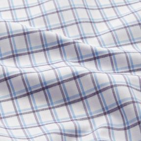Tessuto per camicia a quadri sfalsati – bianco/azzurro, 