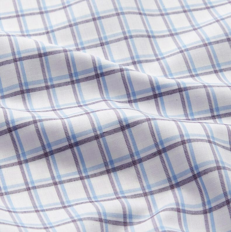 Tessuto per camicia a quadri sfalsati – bianco/azzurro,  image number 2