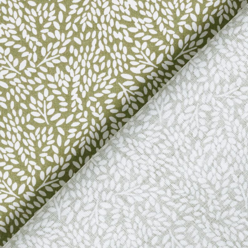 tessuto in cotone cretonne Mini foglie – cachi chiaro/bianco,  image number 4