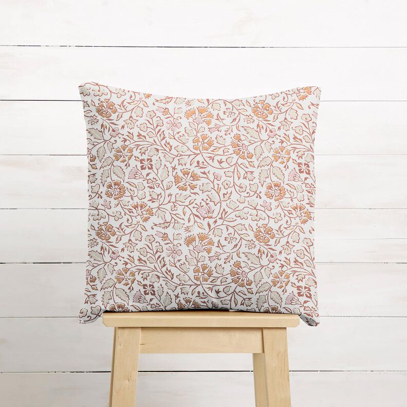 tessuto in cotone cretonne Delicato motivo floreale – bianco/cannella,  image number 6