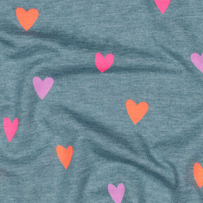 jersey di cotone Cuori al neon | by Poppy – blu colomba/arancio neon, 