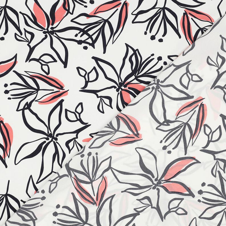 Tessuto elasticizzato leggero con gigli astratti &ndash; bianco/aragosta,  image number 4