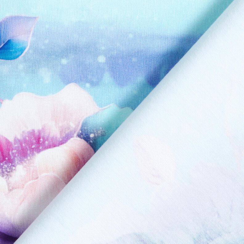 jersey di cotone Fiori estivi | Glitzerpüppi  – blu cielo/lavanda,  image number 4