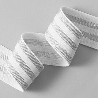 nastro elastico a righe [40 mm] – bianco/argento, 
