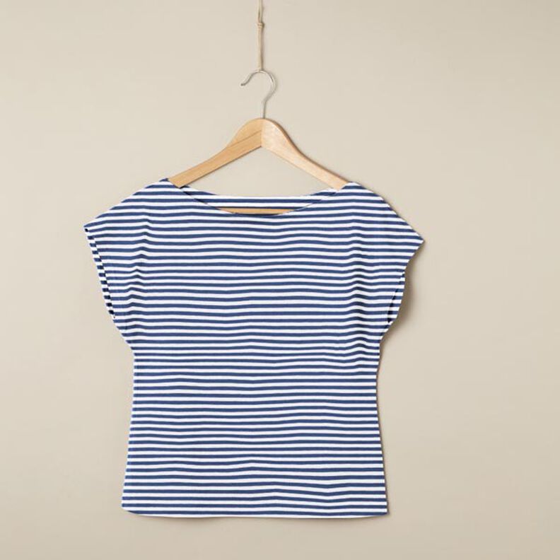 jersey di cotone righe sottili – colore blu jeans/bianco,  image number 6