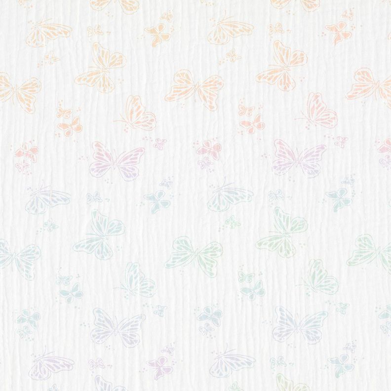 mussolina / tessuto doppio increspato Farfalle stampa laminata – bianco,  image number 1