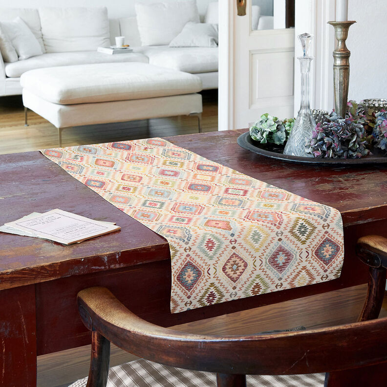 tessuto arredo Jacquard Tappeto indiano – beige chiaro,  image number 9