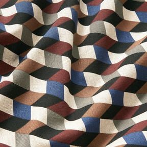 tessuto arredo mezzo panama Cubi minimalisti – naturale/blu, 