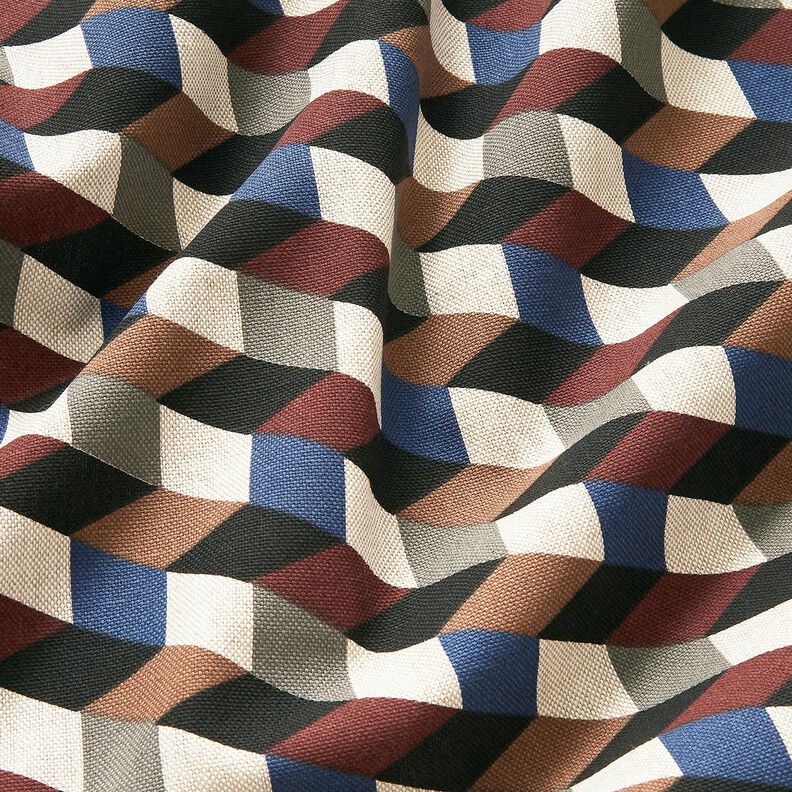 tessuto arredo mezzo panama Cubi minimalisti – naturale/blu,  image number 2