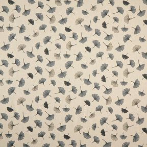 tessuto arredo mezzo panama foglie di ginkgo – grigio/naturale, 