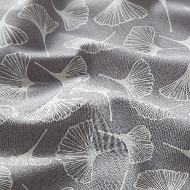 tessuto in cotone cretonne ginkgo – grigio, image number 2