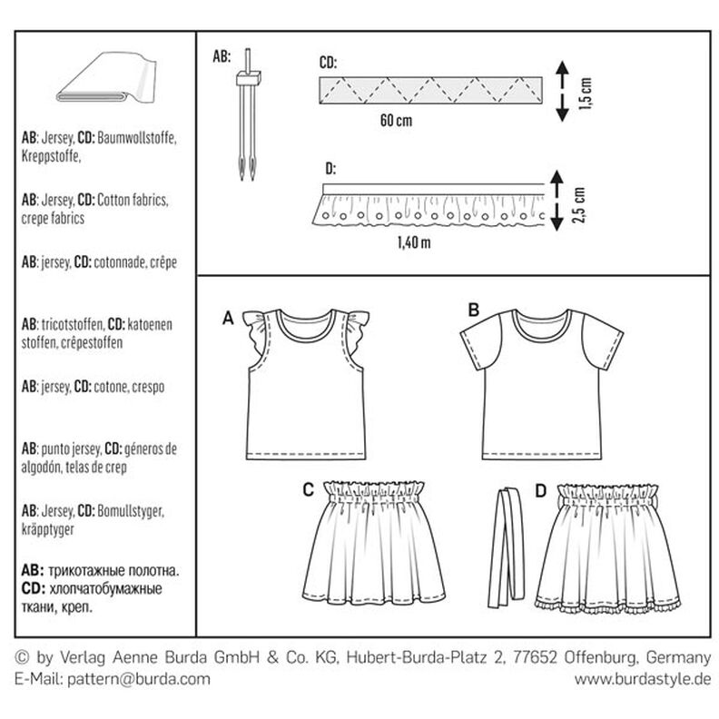 maglietta per bambini / gonna, Burda 9364,  image number 9