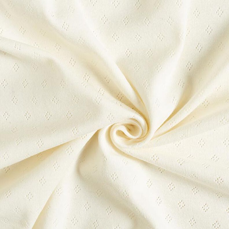 jersey maglia fine con motivi traforati – bianco lana,  image number 2
