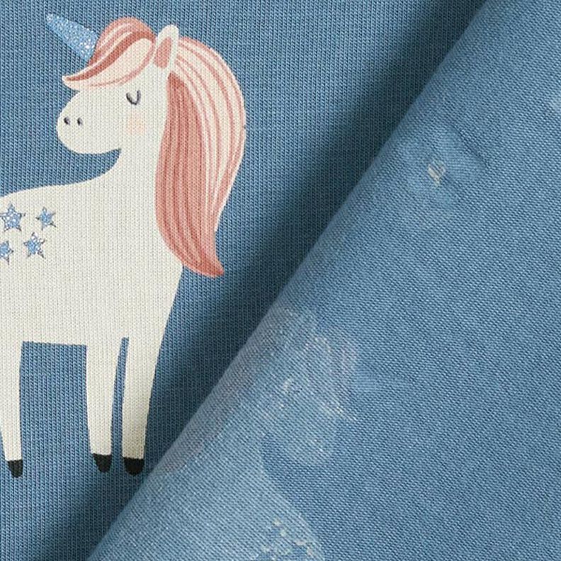 jersey di cotone Graziosi unicorni glitterati – grigio blu,  image number 5