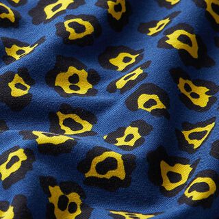 French terry, felpa estiva motivo leopardato – blu marino/verde lime, 