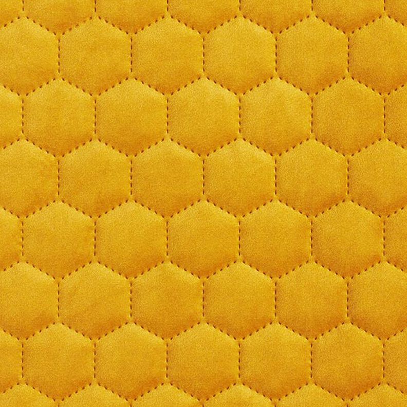 tessuto tappezzeria velluto trapuntato motivo a nido d’ape – senape,  image number 1