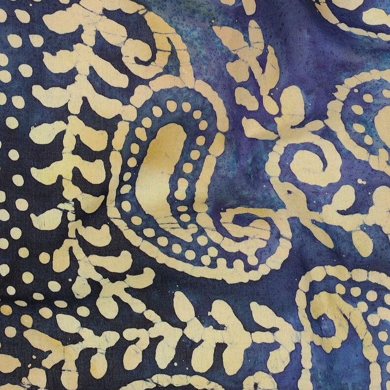 fine batista di cotone Batik Paisley – blu oceano/sabbia,  image number 2