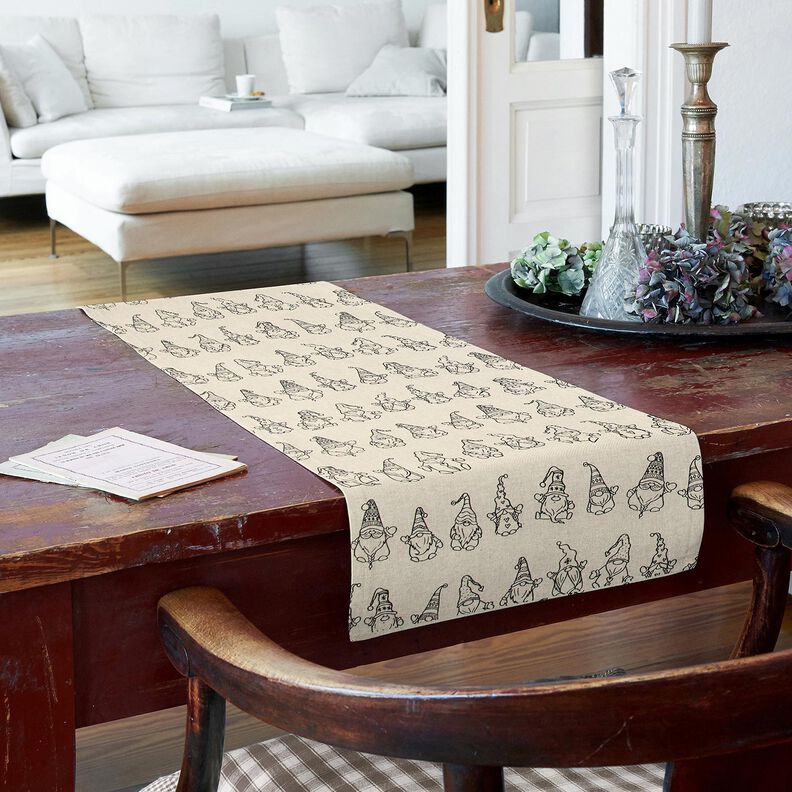 tessuto arredo mezzo panama Gnomi festivi – naturale/nero,  image number 7