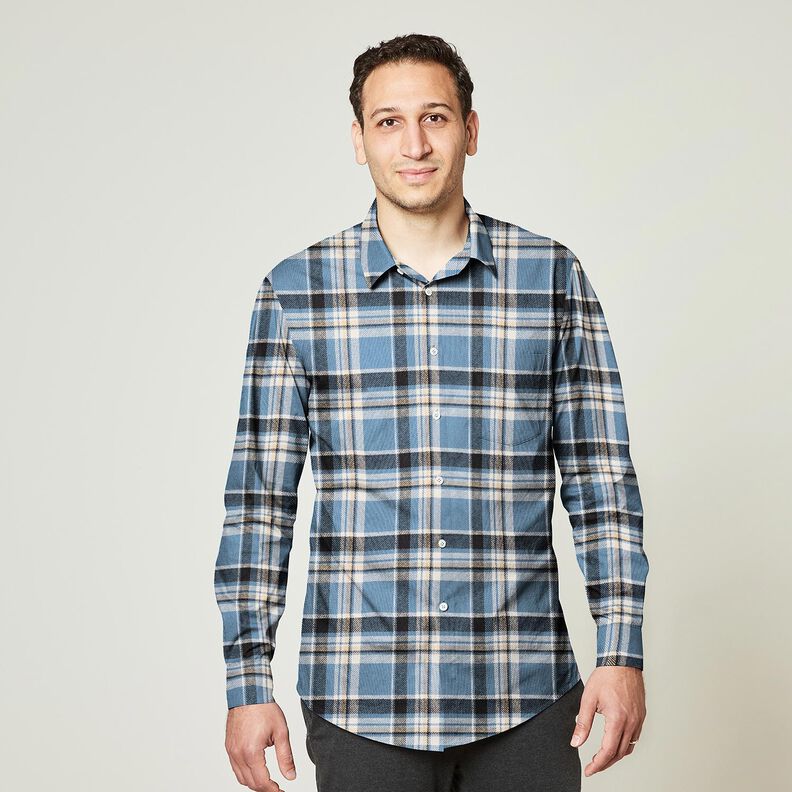 flanella di cotone quadri – colore blu jeans/nero,  image number 6