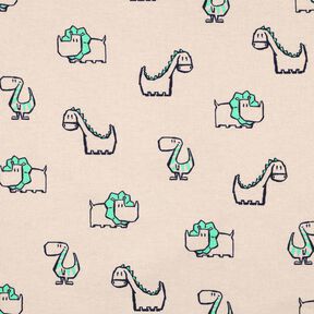 flanella di cotone dinosauri impertinenti | Poppy Fabrics – naturale/verde smeraldo, 