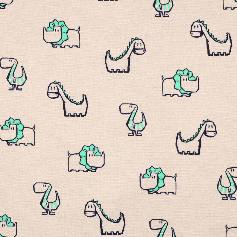 flanella di cotone dinosauri impertinenti | Poppy Fabrics – naturale/verde smeraldo,  image number 1