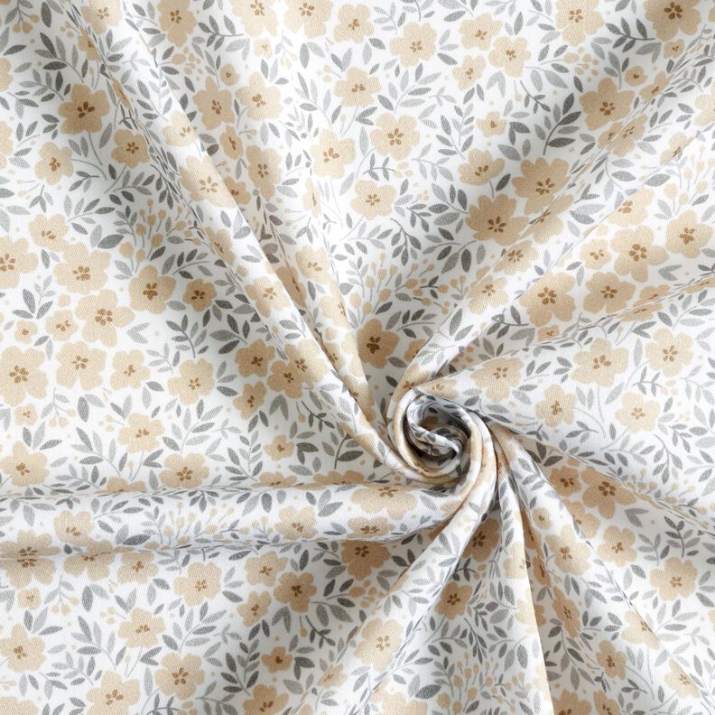 tessuto arredo satin di cotone Mare di fiori – anacardo/bianco,  image number 3