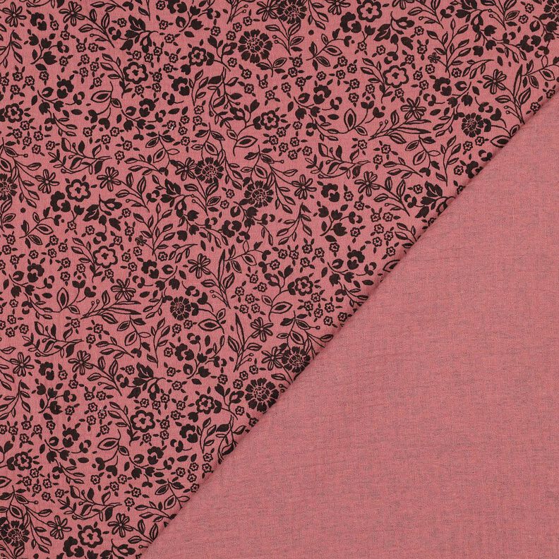 mussolina / tessuto doppio increspato Fiorellini bicolori  | Poppy Fabrics – rosa antico scuro/nero,  image number 4