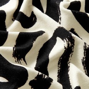 jersey di viscosa Pennellate astratte – crema/nero, 